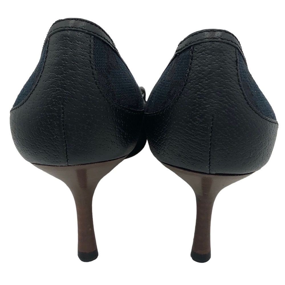 Gucci Black GG Canvas Bamboo Horsebit Pumps Heels Size 5 - Picture 4 of 11